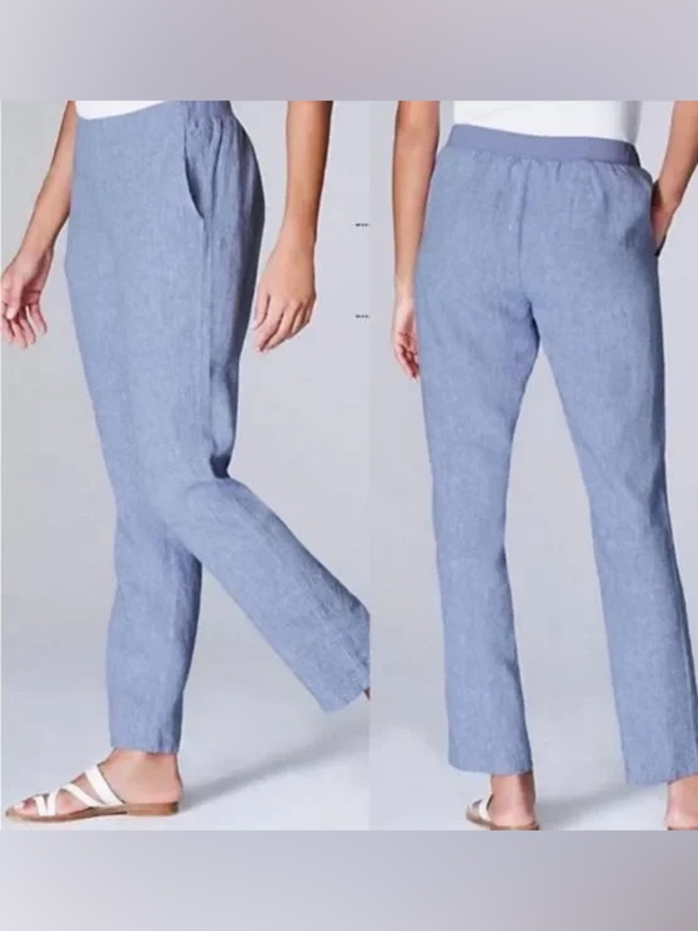 J.Jill Love Linen pull on stretch waist linen pants Light Blue size 1X